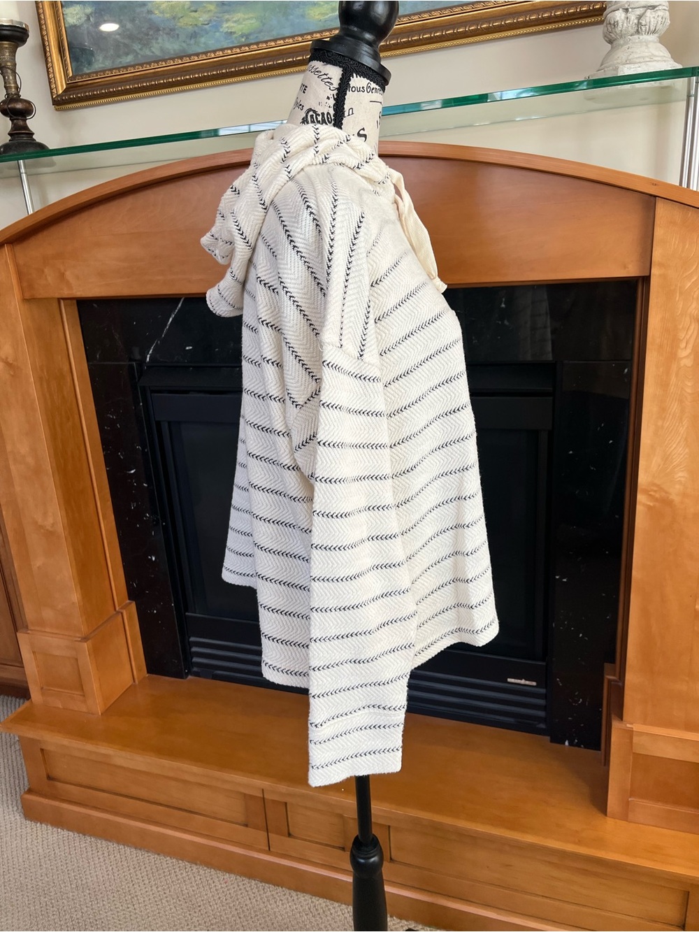 J. Crew Cream Striped Hoodie Pullover - Picture 2 of 7